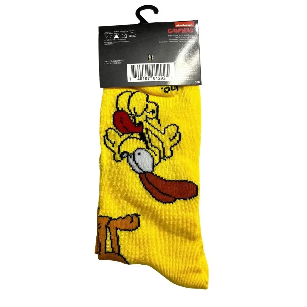 Odd Sox Unisex Nickelodeon Garfield the Cat Novelty Crew Socks Mens Shoe 6 to 12